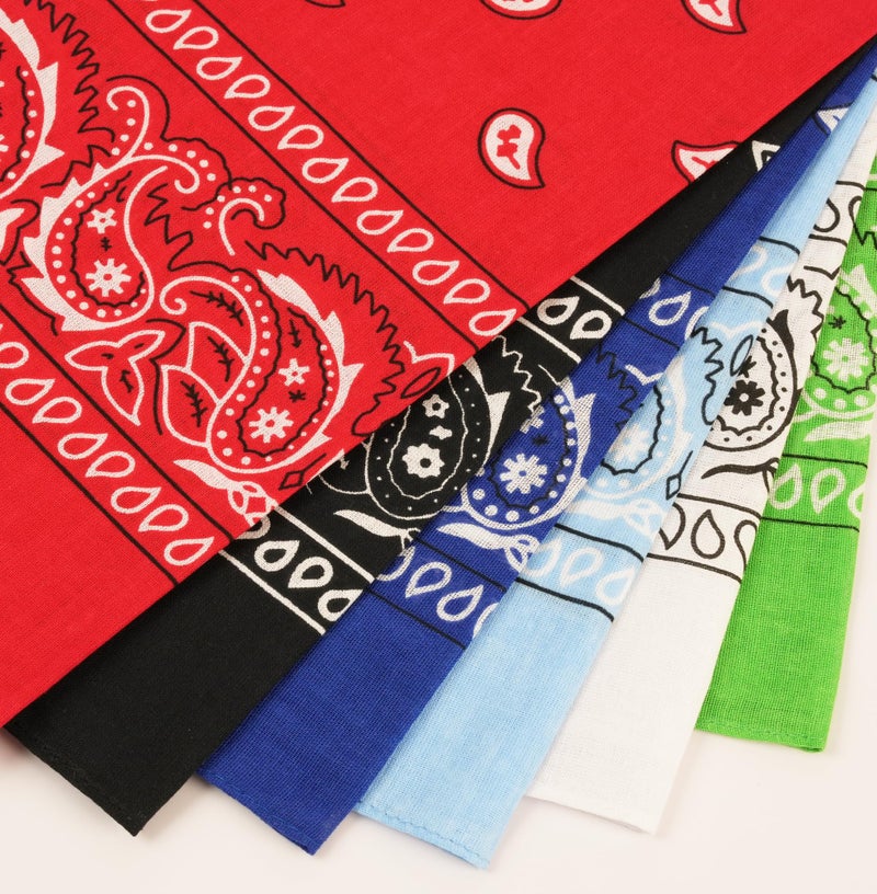 Bycc Bynn 3 Pack 100% Cotton Paisley Pattern Bandanas Face Mask Square Scarf Headwear (S- 6 Pack-4) - Image 4